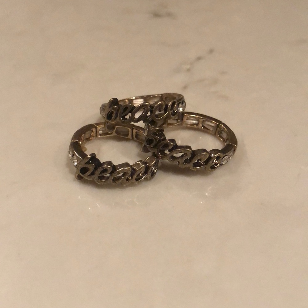 PEACE STRETCHY RING - ANTIQUE GOLD